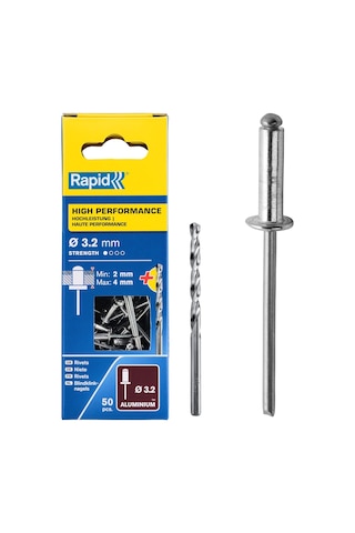 Kör Perçin Universal Alüminyum, 50 Adet Matkap Ucu Dahil, 3,2 X 8 Mm, 5000383