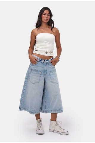 Itsbasic Kadın Mavi 4s6-3 Süper Baggy Fit Kemer Detaylı Maxi Boy Denim Jort