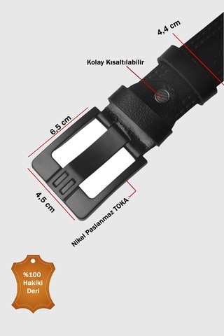 Deepsea Siyah %100 Hakiki Deri Erkek Spor Kemer Kolay Kısaltılabilir Kemer 2602686