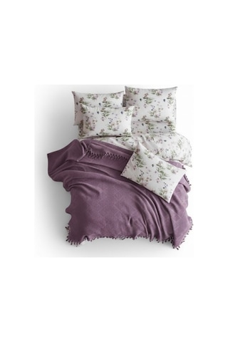 Şaheser Home Mona Pike 220x240 Cm Jakarlı Waffle Dokuma Çift Kişilik Yumuşak Ve Hafif Mürdüm