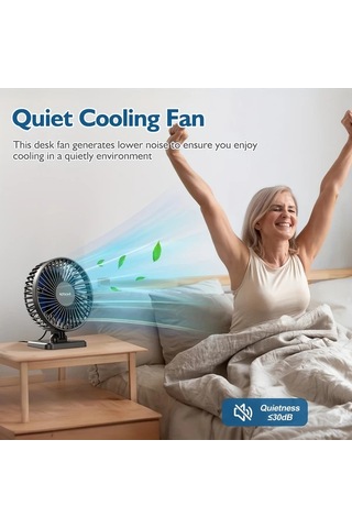 Zhanglei001 Gaıatop Kompakt Masaüstü Fanı Siyah Ve Mavi 3 Rüzgar Hızı Sessiz Taşınabilir Mini Fan Ofis Yatak Odası Seyahat Açık Hava