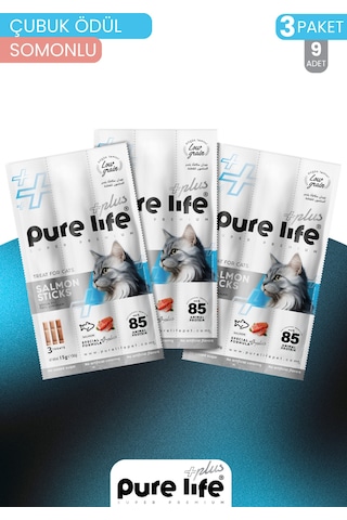Purelife Plus 3'lü Stick Somonlu Kedi Ödül Çubukları 3 x 15 G
