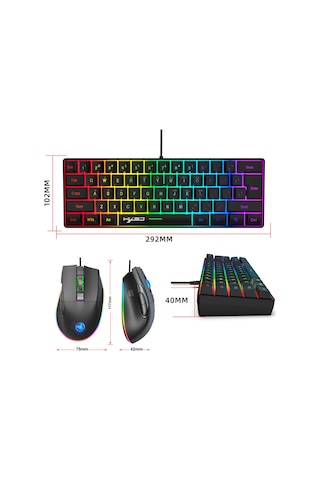 Wezone Oyun Klavye Ve Fare Seti - 61 Tuşlu Ultra Kompakt, Rgb Işık Efektleri, 7200 Dpı Ayarlı, Makro Programlama, Ergonomik Tasarım Diğer