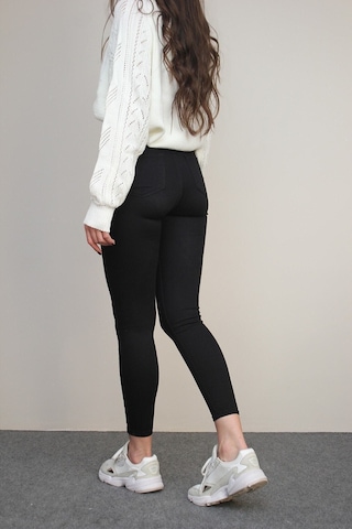 Kadın Siyah Solmayan Yüksel Bel Likralı Toparlayıcı Skinny Jeans Pantalon