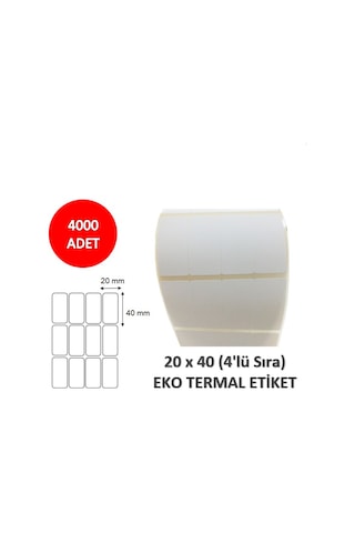 Elit Barkod Etiketi 20X40 4 Lü Termal 4000 Adet Elit Barkod Etiketi 20X40 4 Lü Termal 4000 Adet