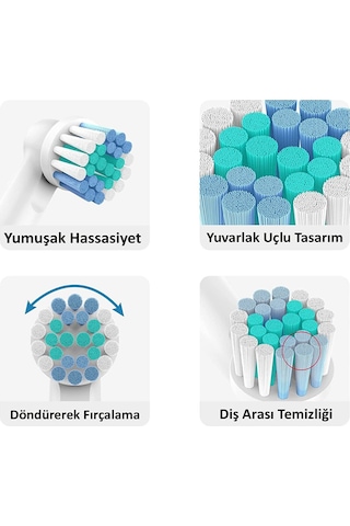 Oral-B Şarjlı Diş Fırçası Uyumlu 8 Adet Yedek Başlık 4 Adet Kapak