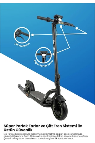 Electroll N85 Elektrikli Scooter Yenilikçi Teknoloji, Güvenli S Siyah