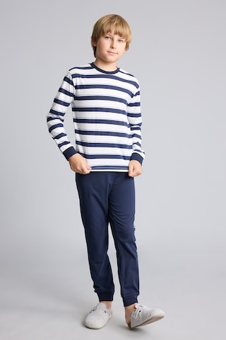 Defacto Çizgili Uzun Kollu Pijama Üstü Esnek Belli Uzun Pijama Altı 2li Pijama Takımı Erkek Çocuk I1188a826aunv135 Lacivert-nv135