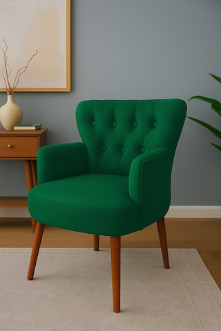 Roma Berjer - Modern Tekli Koltuk - Babyface Kumaş - Yeşil