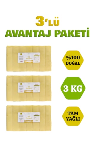 3 Adet 1 Kg Uzayan Dil Peyniri 3 Lü Avantaj Paketi 3 Kg