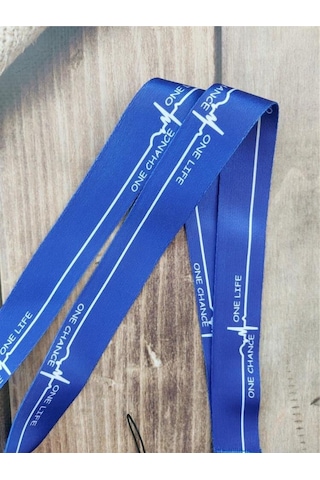 One Life One Chance Mavi Kalp Ritmi Kart Askısı Yaka Kartı Boyun Askı İpi Telefon Askısı