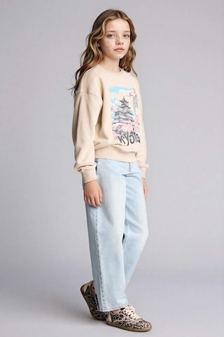 Defacto Kız Çocuk Relax Fit Bisiklet Yaka Baskılı Sweatshirt E6843a825wnbg187 Bej-bg187