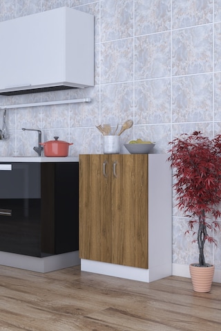 Rafineri Mokas Çok Amaçlı Dolap 2 Raflı Kapaklı Mutfak Balkon Banyo Beyazceviz