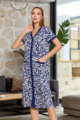 Cossy By Aqua 24676 Kadın Büyük Beden Kısa Kollu Ev Elbisesi-lacivert Lacivert