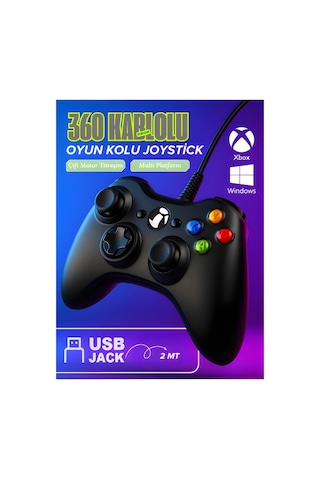 Kablolu Joystick Siyah Xbox 360 Uyumlu Hızlı Şarj Destekli Bluetoothsuz siz