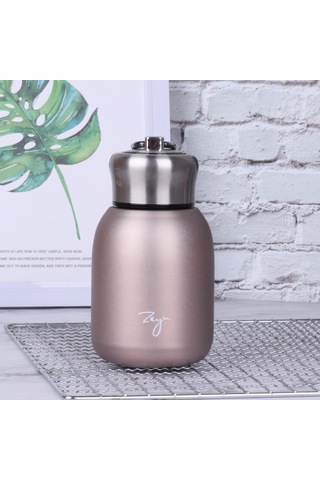 Padalink Öğrencilere Uygun Paslanmaz Çelik Büyük Kabınlı Termos Bardak, Taşınabilir Spor Su Sisei, Gül Altın Rengi, 300ml, Hediye Seçeneği Gül Altını