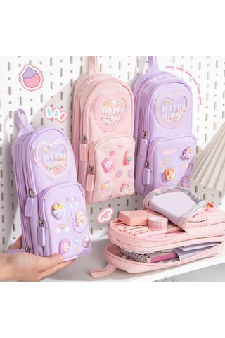 Urbannest Cbtx Kız Öğrenci Sırt Çantası, Sevimli Çok Gözlü Kalemlik, Pembe Pembe
