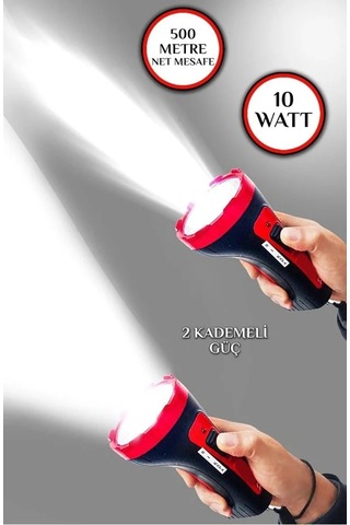 Go İthalat Şarjlı 10w Projektör Led El Feneri 2 Mod Aydınlatmalı Uzun Menzil Işıldak Kambur Fener