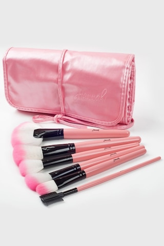 Hannah Bağcıklı Çantalı Makyaj Fırça Seti Pembe 32'li