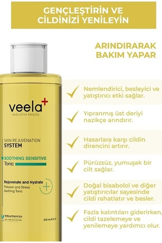 Veela Cilt Yenileyici Ve Arındırıcı Tonik Soothing Sensitive Tonic, Bitkisel Meyve Asitli, Nemlendirici Ve Yatıştırıcı Bakım