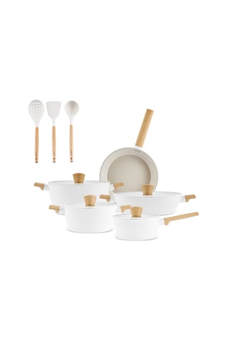 Karaca X Refika Swiss Crystal Purelıne İndüksiyon Tabanlı Servis Gereçli 12 Parça Tencere Seti Almond Cream Bej