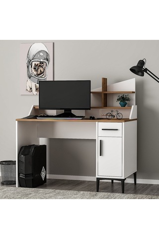 Zeta Çalışma Masası Bilgisayar Masası Ofis Masası Beyaz - Kemençe