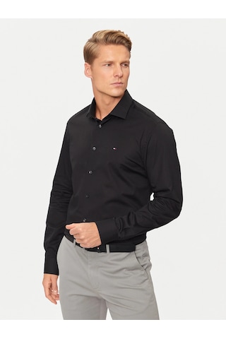 Tommy Hilfiger Erkek Regular Fit Pamuklu Gömlek Siyah