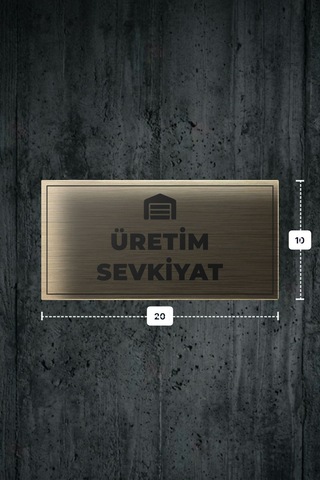 Üretım Sevkıyat Yazılı - Metal - Gold Renk - Kapı İsimliği - 20x10 Cm