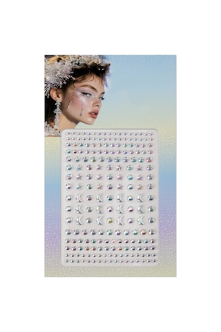 Holografik Gümüş Ay Ve Yıldızlı Yoğun Kristal 3d Yüz & Tırnak Sticker Seti Holografik Gümüş Ay Ve Yıldızlı Yoğun Kristal 3d Yüz & Tırnak Sticker Seti
