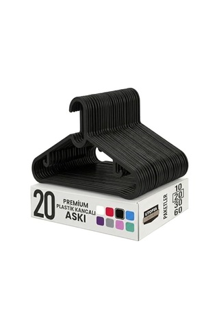 20 Adet Slim Plastik Elbise Askısı, Gardrop İçin Alan Tasarruflu Pantolon Gömlek Ceket Etek Askısı, Kıyafet Askısı, 38.5 Cm X 18 Cm 20, Siyah 4 Renk