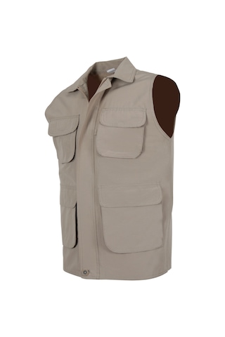 Erkek Keten Yelek Regüler Fit Yakalı Rar01309 Bej