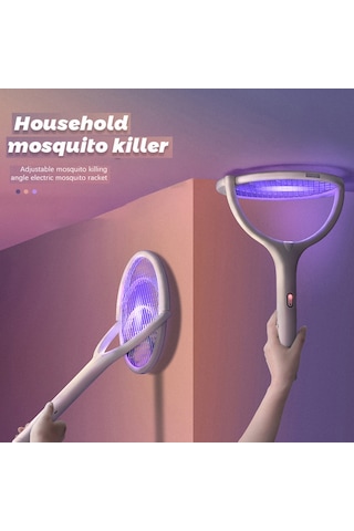 Ruicoo Usb Şarjlı Elektrikli Sinek Raketi - 3500v Güçlü, 90 Derece Dönebilir, Işık Destekli, Taşınabilir Sinek Öldürücü