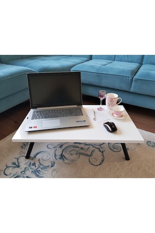 Elfin Laptop Sehpası Bilgisayar Sehpası Sofra Sehpası Beyaz 40X70 Beyaz