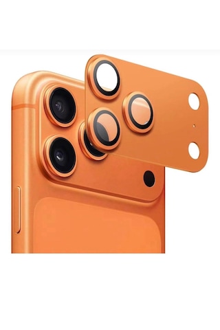 Apple Uyumlu iPhone 17 Pro Metal Koruyucu Lens Çerçeveli Lens Kozmik Turuncu