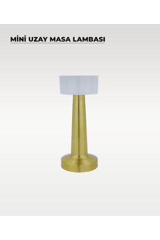 Gold Mini Uzay Masa Lambası - Dokunmatik - 3 Renk Işık Rose