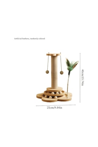 Honeybeeshop 2 İn 1 Dayanıklı Kedi Tırmalama Direği Small Cat Scratching Columns Dönebilir Yapay Tüy Oyuncak
