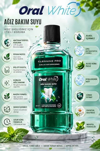 Oral White Cleaning Pro Ağız Bakım Suyu 250 ML