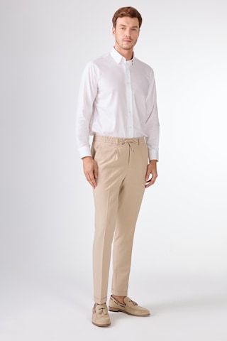 Dufy Bej Gofre Desen Pileli Jogger Slim Fit Erkek Pantolon Bej