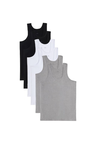 6 Adet Compact Penye Siyah-beyaz-gri Erkek Atlet Pamuklu Standart Fit Normal Kesim 6'lı Paket-33115 Siyah-beyaz-gri