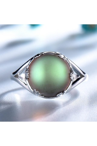 Yeşil Moda 925 Ayar Gümüş Yüzük Kadın Yüzük Aurora Mehtap Renkli Taş Yüzük Takı