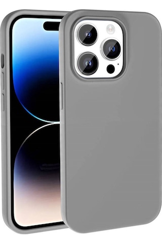 Apple Apple iPhone 14 Pro Kılıf M-safe Şarj Uyumlu Sıvı Teknolojili Silinebilir Sert Kivi Kapak - Koyu Gri