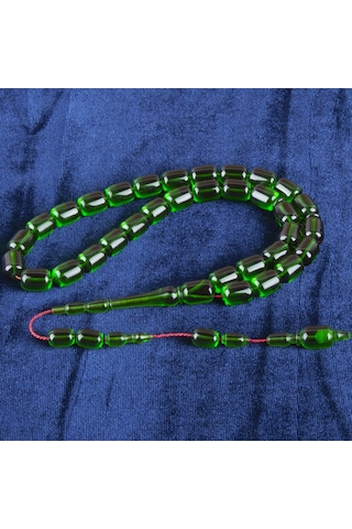 Katalin Çubuk Kapsül Kesim 8.5x11.5mm Tesbih - Şeffaf Yeşil- İbrahim Atasever Usta İşi Yeşil