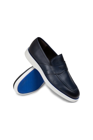 Deery Hakiki Deri Mavi Erkek Loafer Ayakkabı - 01960mmvıc01 Mavi