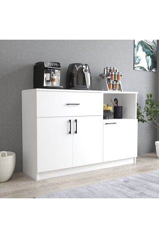 Tanmob Mtd0401 İnci 128 Cm Kapaklı Çekmeceli Alt Mutfak Dolabı Beyaz Beyaz