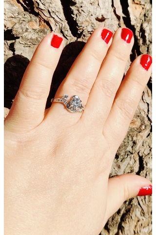 Göz Modeli Gümüş Yüzük Alyans Parlak Zirkon Taşlı 925 Ayar