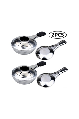 Tenfowee Pratik Ev Ve Dış Mekan Mini Alkol Ocağı, Çelik Yapı, Isı Regülatörü, Fondue Ve Hotpot Isıtıcı, 16cm, 2 Adet Set Gümüş