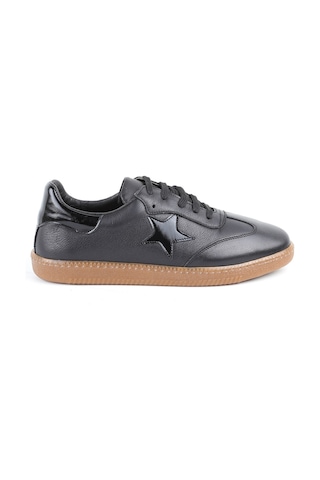 Libero L075.2325 Yıldız Detaylı Hakiki Deri Kadın Sneaker - Rugan Detaylı, Retro Tasarım Ve Doğal Kauçuk Tabanlı Casual Ayakkabı Siyah