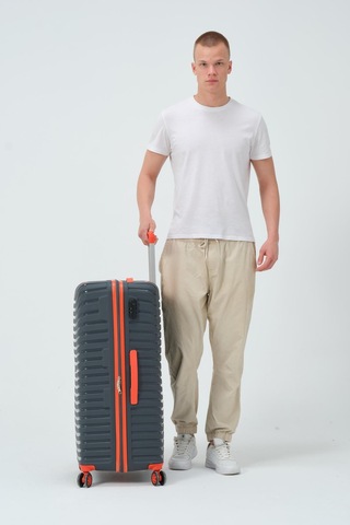 Keo-plus Gri-turuncu Büyük Boy Silikon Kırılmaz Pp Valiz Gri - Turuncu