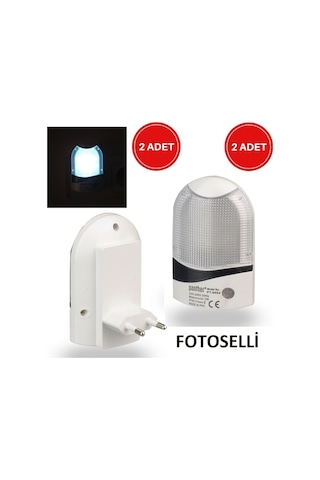 2 Adet Fotoselli Gece Lambası Sensörlü Led Lamba Otomatik Yanan Beyaz