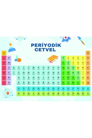 Periyodik Element Cetveli Bilimsel Poster 30x42cm Pvc Kaplı Yazılıp Silinebilir
